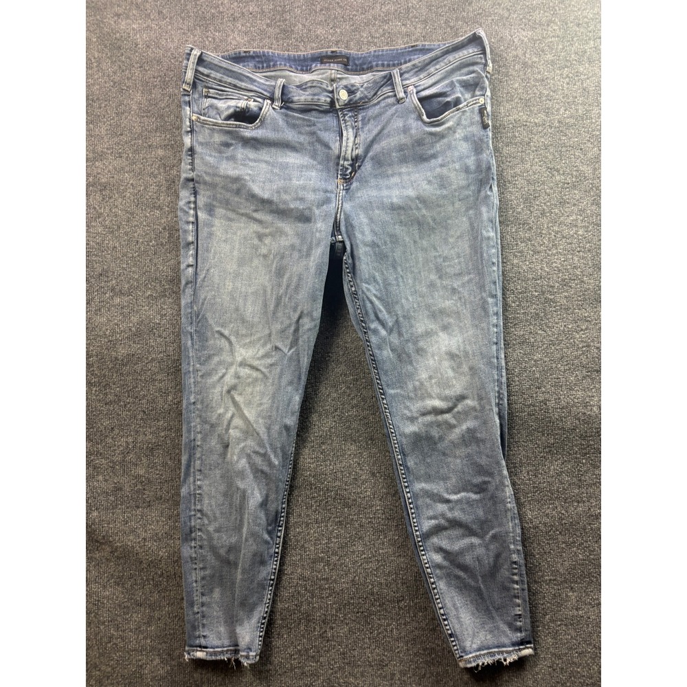 Silver Jeans Co Skinny Jeans Womens 20 Blue Light Wash Raw Hem Mid Rise
